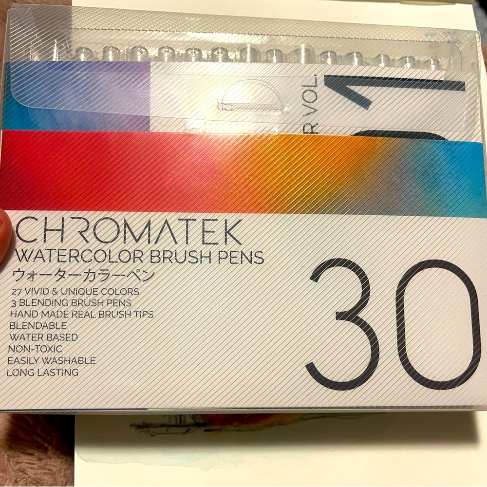 $25, Chromatek 30 Watercolour Brush Pens, EUC, used 1, sold on Amazon $40